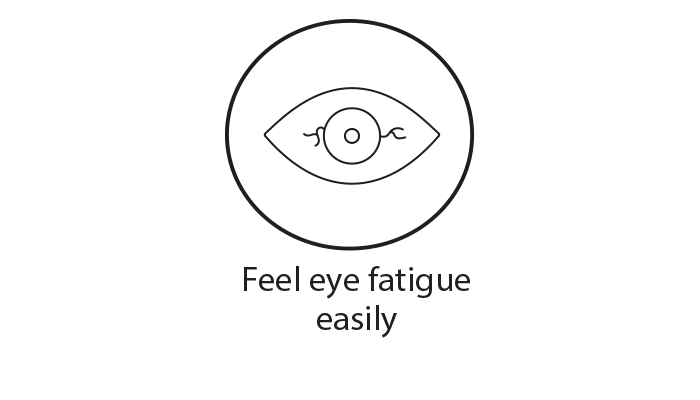 Black circle icon representing feeling eye fatigue